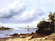 BORSSUM, Anthonie van Extensive River View with a Horseman dgh oil painting on canvas